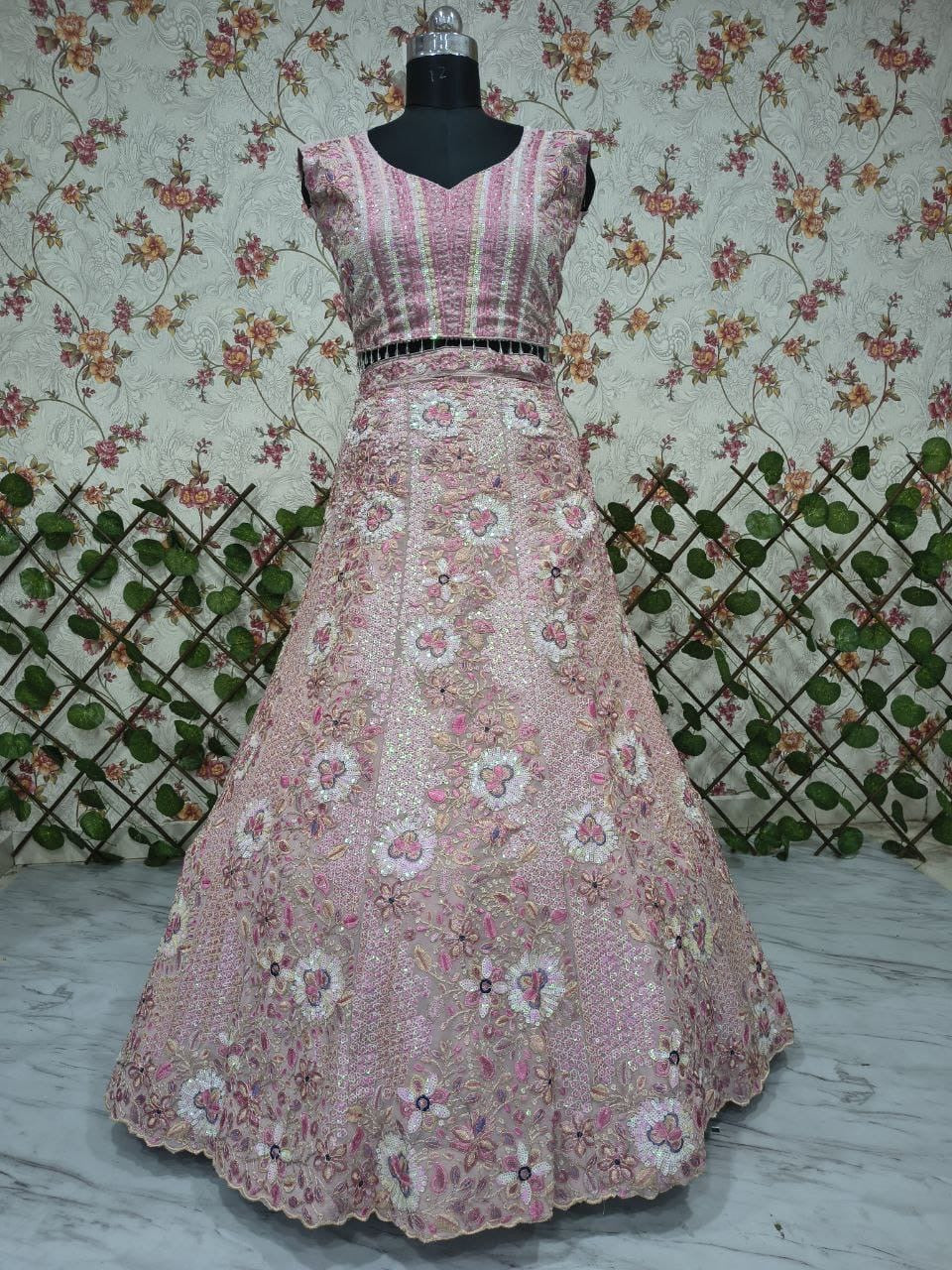 Blush Rose Sequin Lehenga