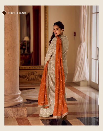 Dhoti style draped pants with Peplum Kurta