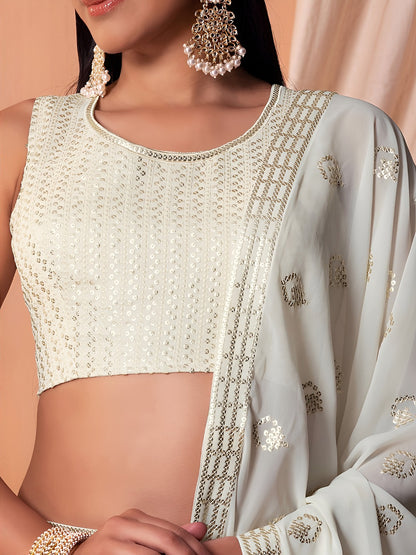 Elegant Ivory Sequin Designer Lehenga Choli