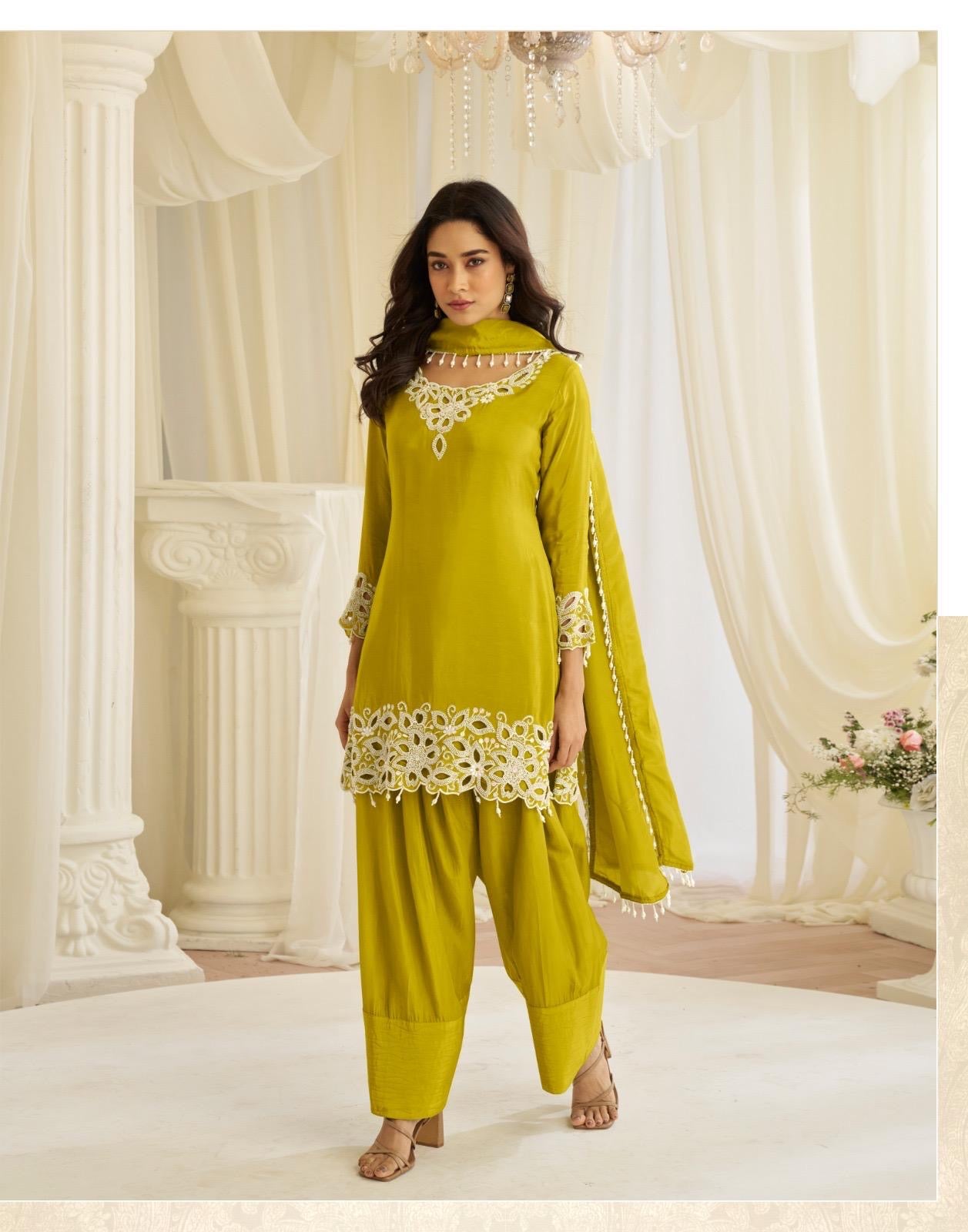 Premium Beads Embroidered Ethnic Suit Set – Farsi Plazo & Dhoti | Rasvika