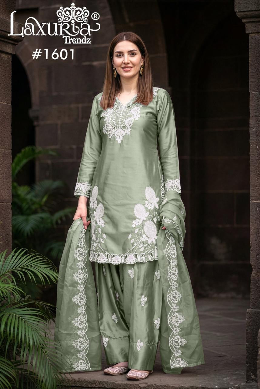 Silken Grace & Floral Artistry Farshi Salwar Suit