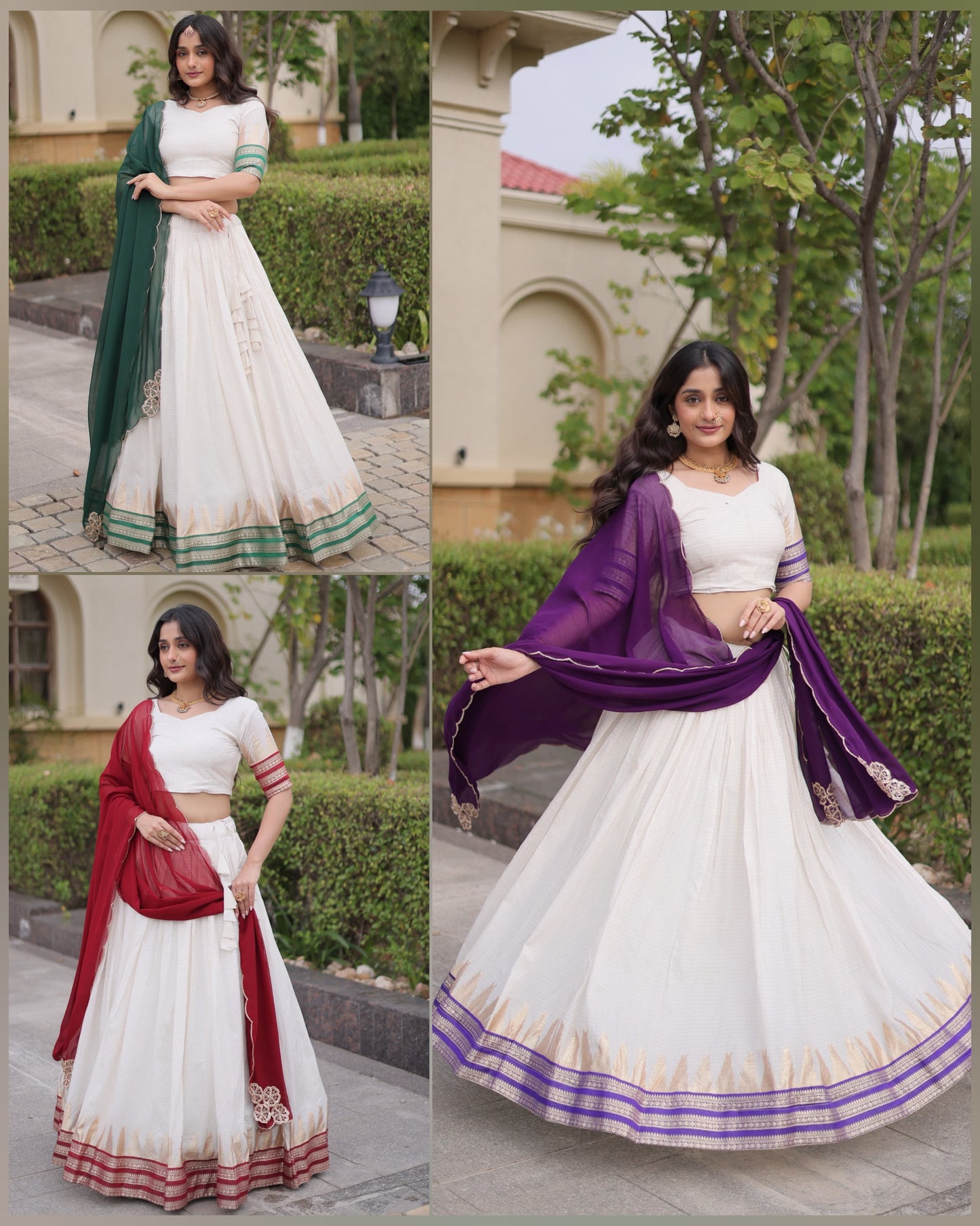 Onam Special Women's Premium Viscose jacquard Lehenga Choli Set with Contrast Dupatta