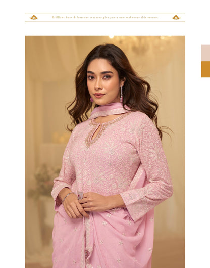 Delicate CHIKANKARI EMBROIDERED TOP WITH EMBROIDERED SHARARA AND DUPATTA
