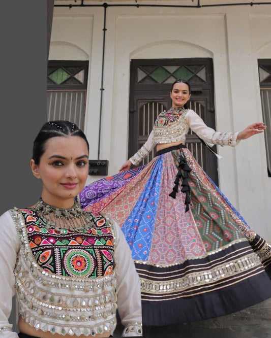Multi-Color Patchwork Chaniya Choli with Gotta Patti & Bandhani Prints