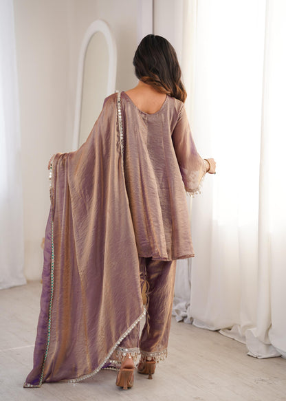 Fendy Fabric Kurti with Real Mirror Embroidered Work Bottom and Dupatta