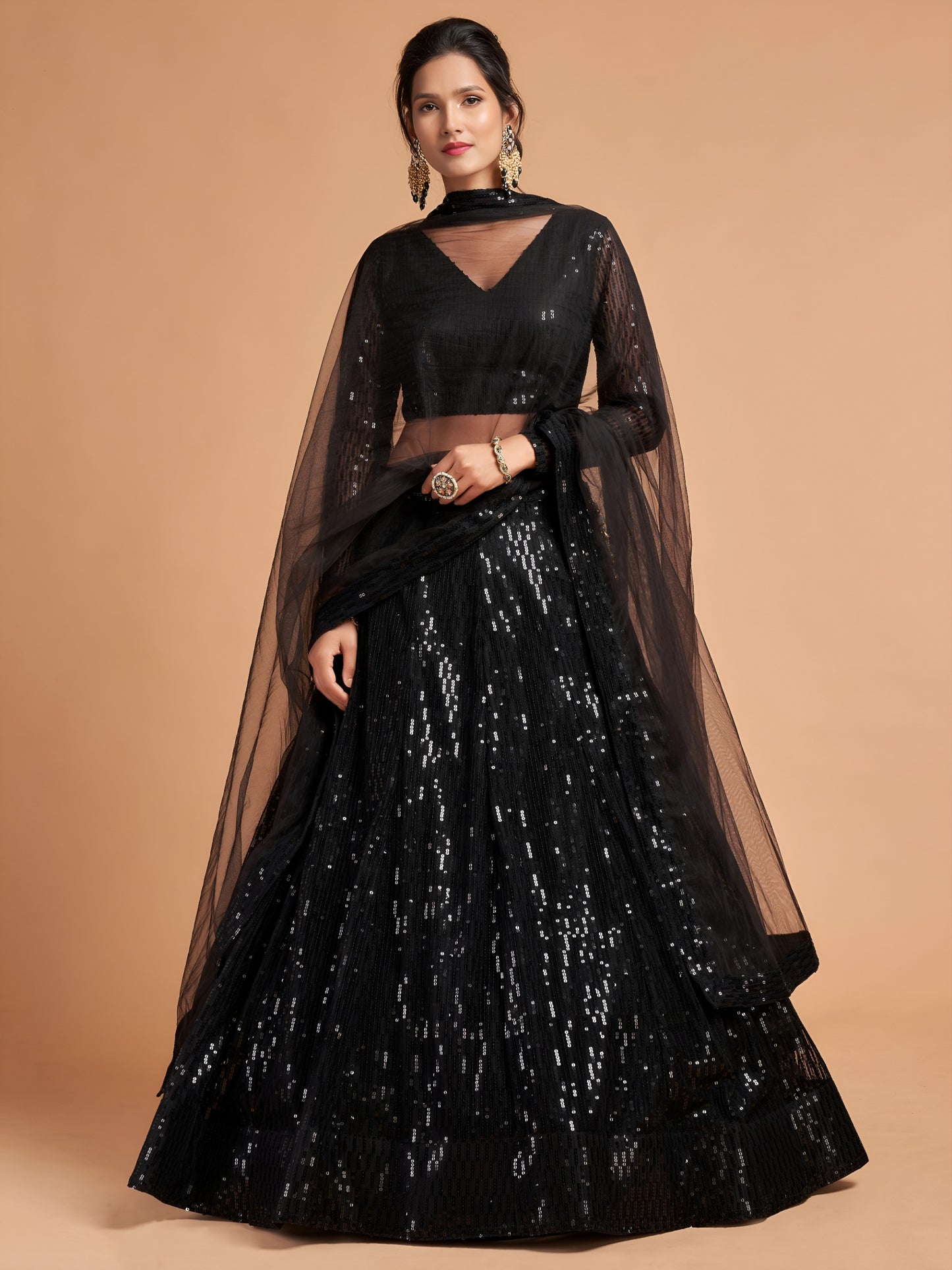 Black Sequin Party Wear Lehenga Choli