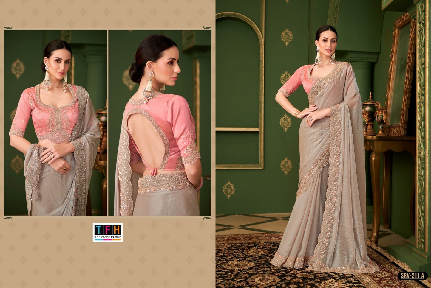 Premium Shimmer Tissue Metallic Silk Blend Saree