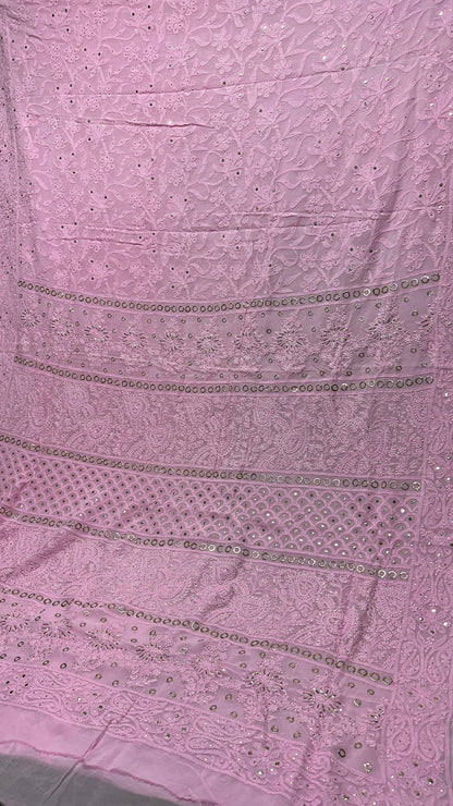 Georgette Chikankari Saree with Mukaish Work
