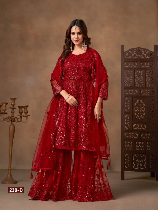 Sequined and embroidered sharara set
