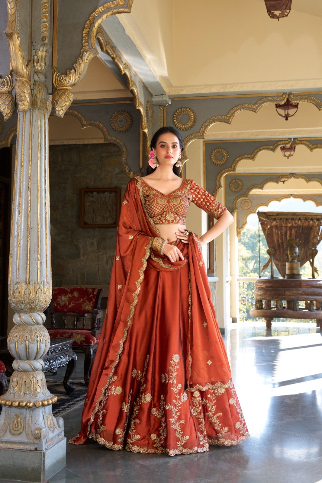Designer Rangoli Silk Lehenga - Sequins & Thread Embroidery Set