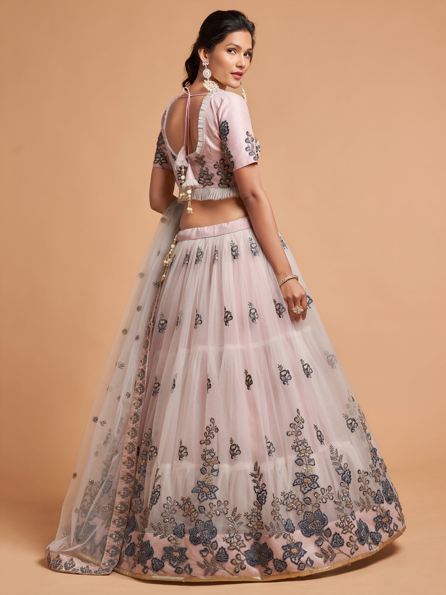 Light Grey Embroidered Lehenga Choli