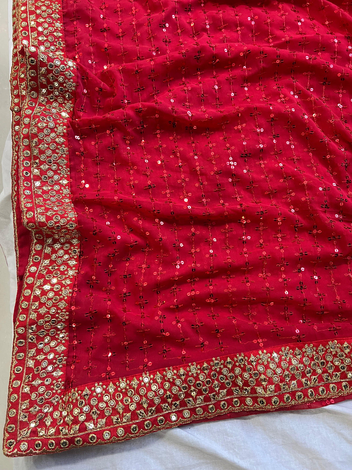 Glamorous Crimson Sequin Saree