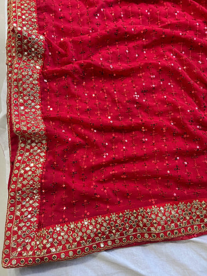 Glamorous Crimson Sequin Saree