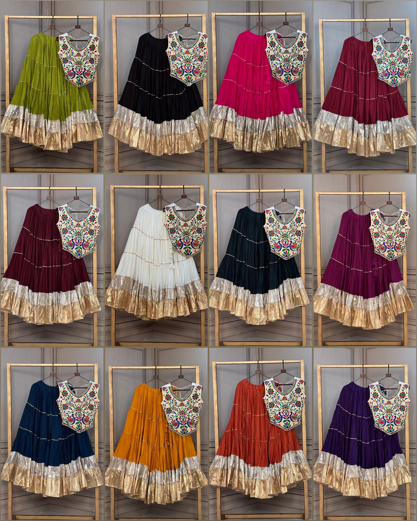 Multicolor Navratri special  Embroidered Choli & Metallic Border Chaniya Choli