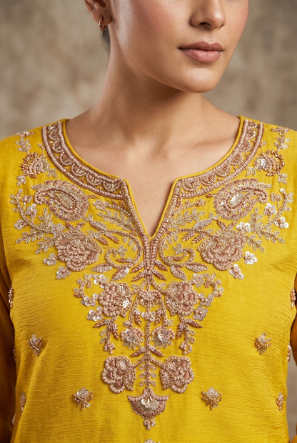 Premium Chinon plazo Suit with Intricate beads work