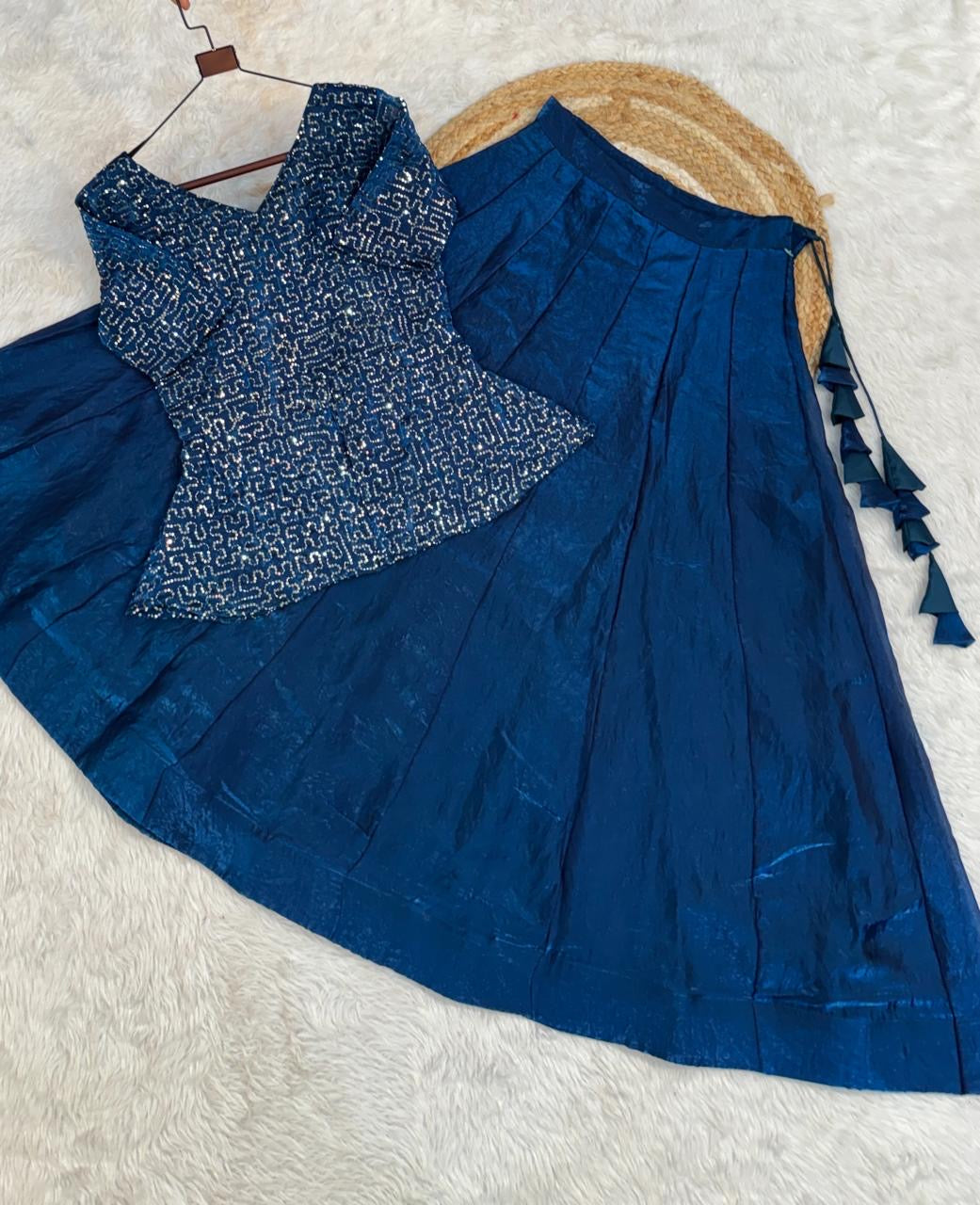 Royal Sequined Peplum Top with Flared Lehenga Skirt Set