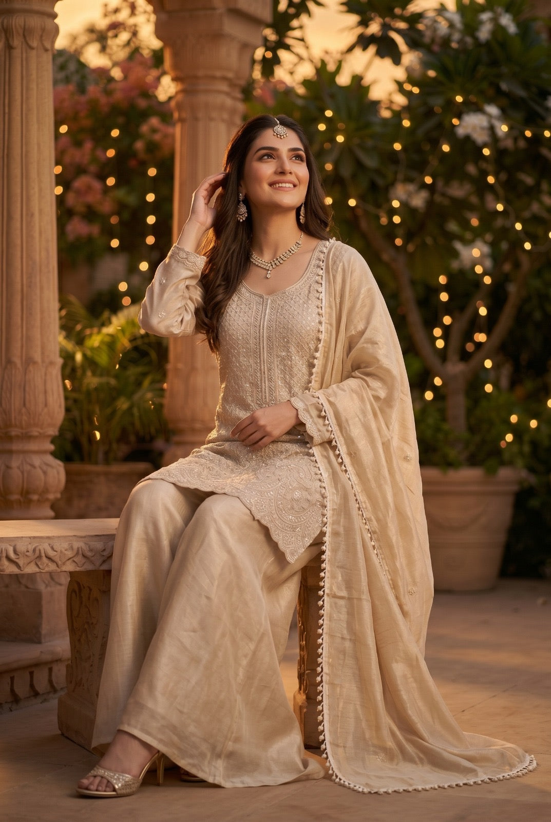 HEAVY LOOK BEADS WORK WITH SHARARA