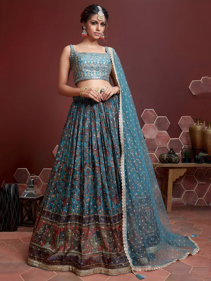 Designer Embroidery & Mirror Work Lehenga Choli | 10 Colours