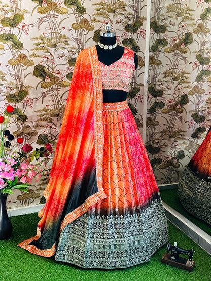 Sunshine printed embroidered lehenga Choli