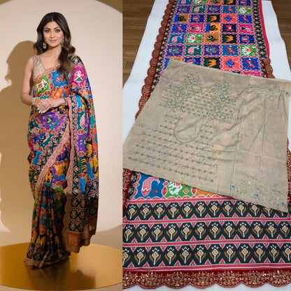 Georgette Patola Digital Print Saree with Swarovski & Sequin Work