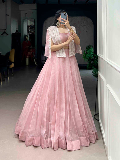 Allnen Crush Lehenga with Sequin & Thread Embroidery Blouse and Koti