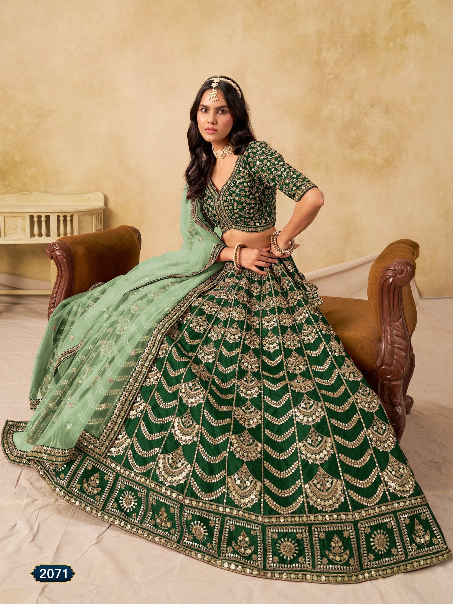 Festive wear Lehenga Set with Intricate Golden Zari and Sequin Embellishments