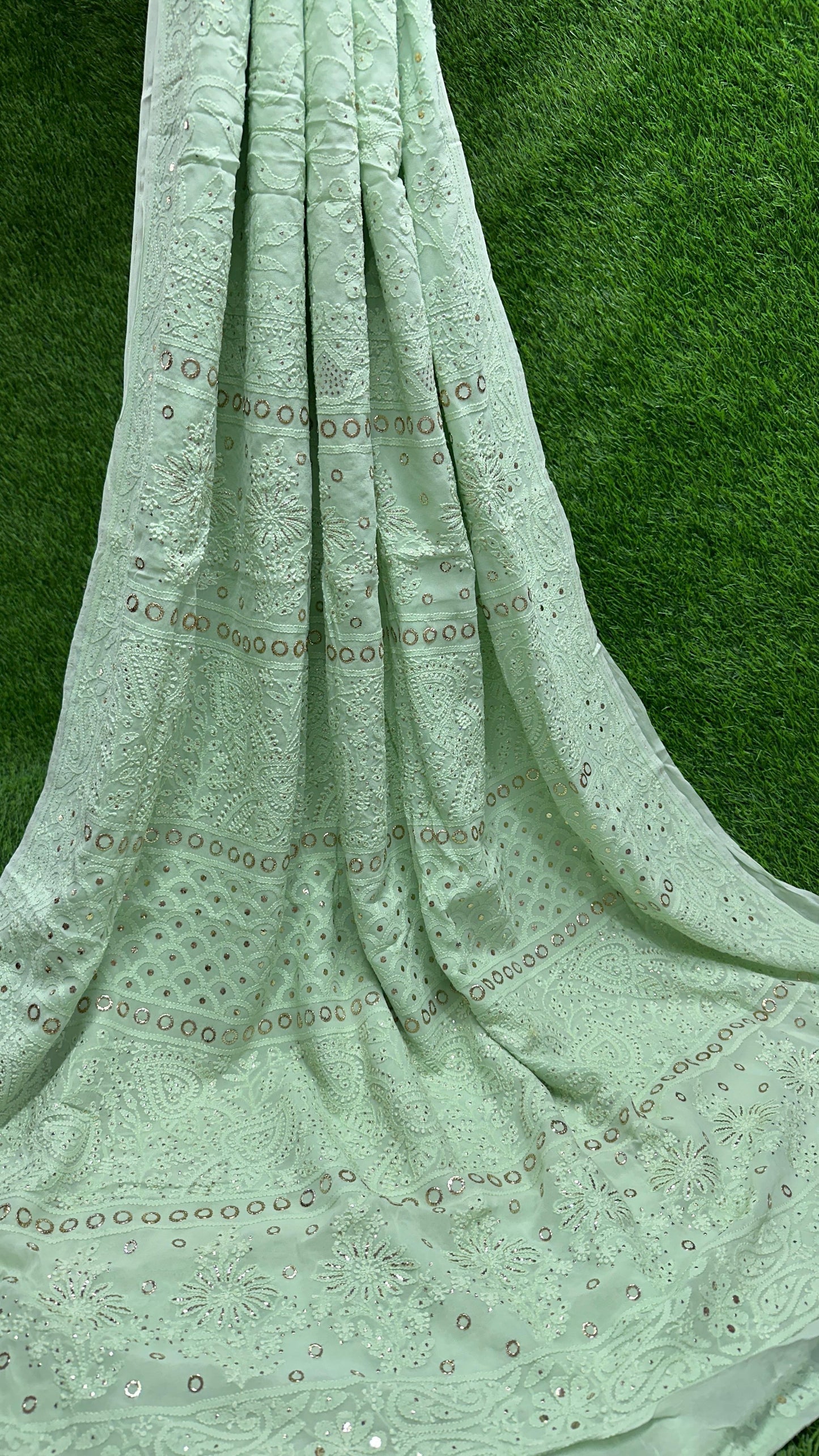 Georgette Chikankari Saree with Mukaish Work