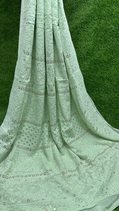 Georgette Chikankari Saree with Mukaish Work