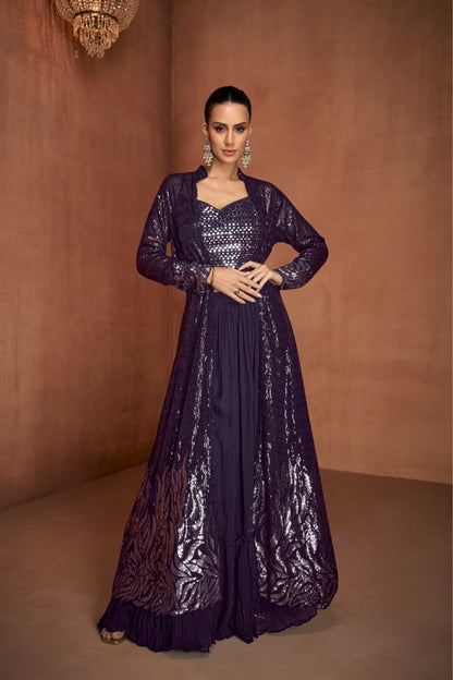 Sequined Sophistication Plazo with Shrug