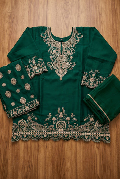 Designer Plazo Dress with Intricate Gold Embroidery – Aashirwad Collection