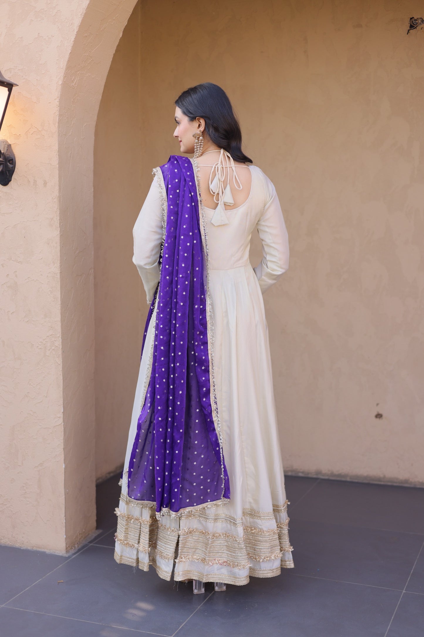 Vintage Real Mirror Anarkali Gown with Dupatta