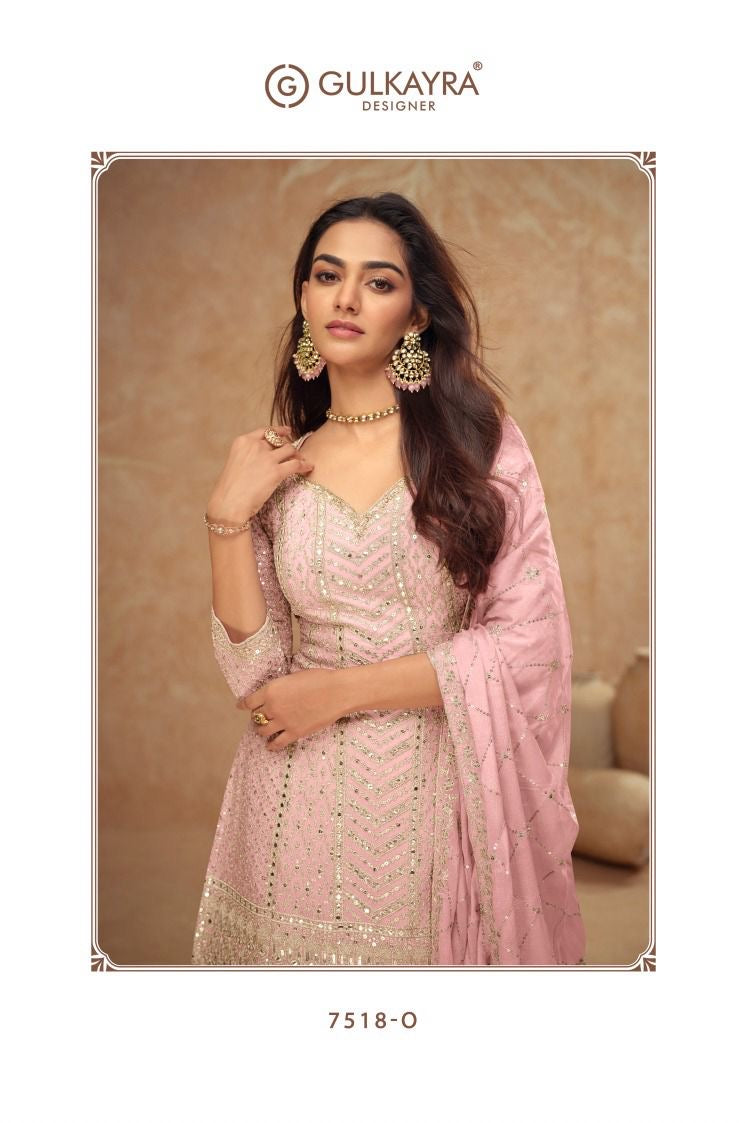 Gulkayra Designer Elegant Real Chinon Plazo set with mirror work