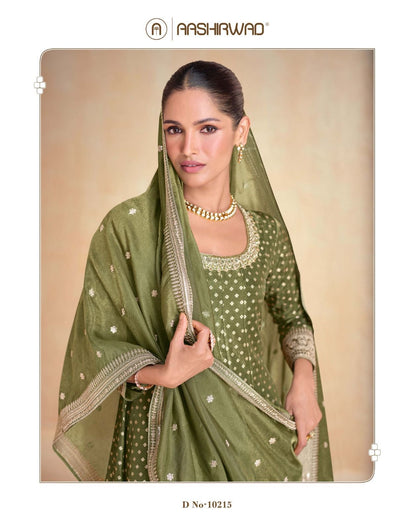 Aashirwad Pure Organza Jacquard Silk Banarasi Anarkali Suit with Dupatta