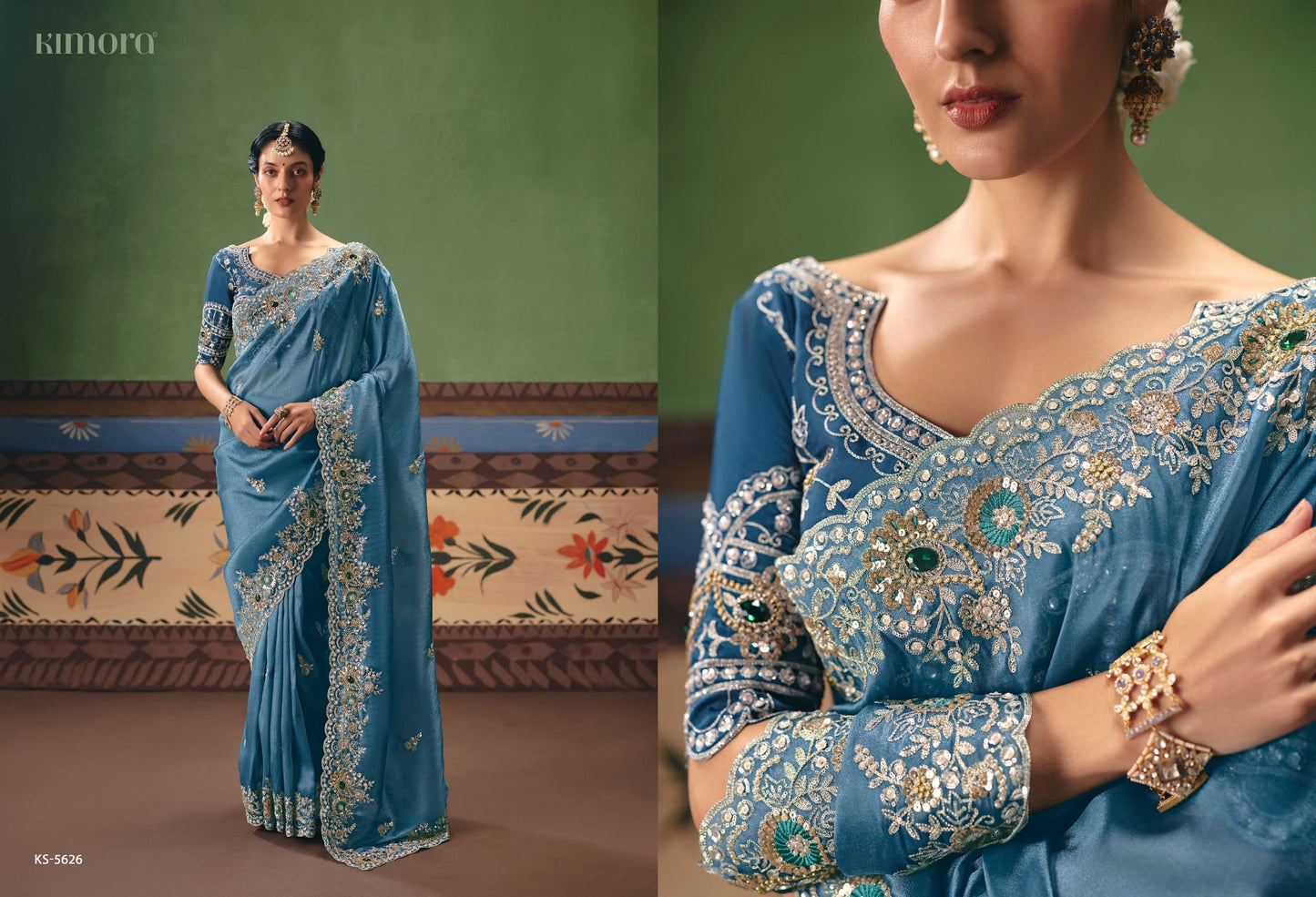 Designer Embroidered Fancy Saree with Sequins, Stone & Pearl Work
