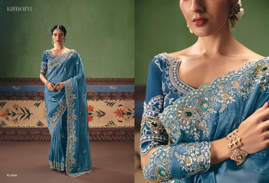 Designer Embroidered Fancy Saree with Sequins, Stone & Pearl Work