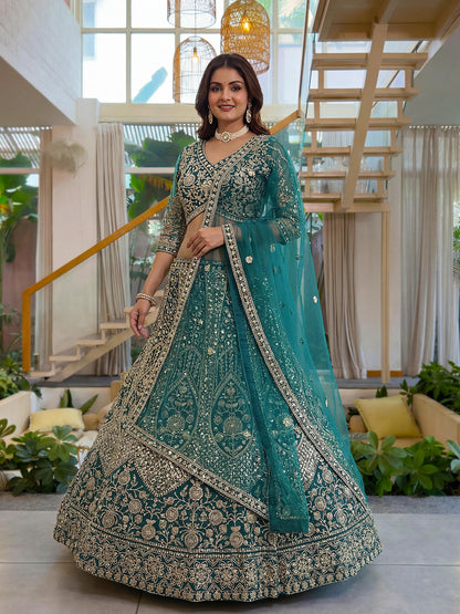 Sequin Embellished Butterfly Net Lehenga Choli with Dupatta