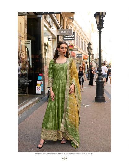 Stunning floor-length Anarkali gown with dupatta