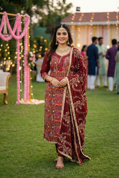 Heavy Viscose Salwar Suit with Handwork & Nazmin Dupatta