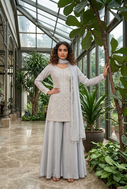 Serene Pastel Shades Festive Sharara Set