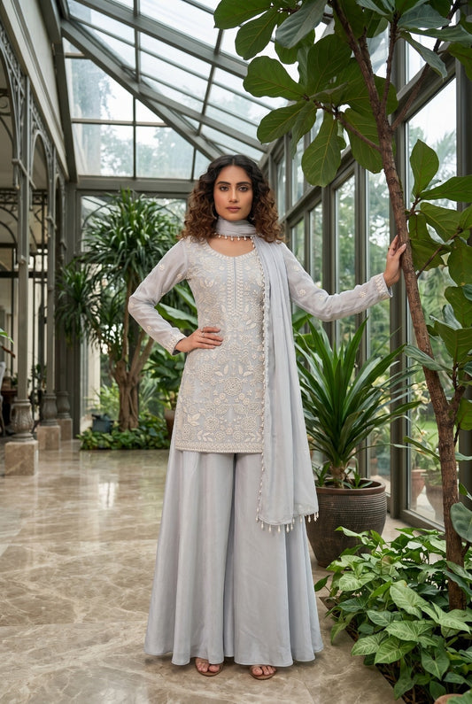 Serene Pastel Shades Festive Sharara Set