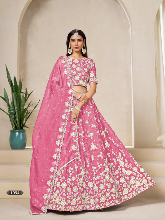 Gold Crush Organza Lehenga Choli