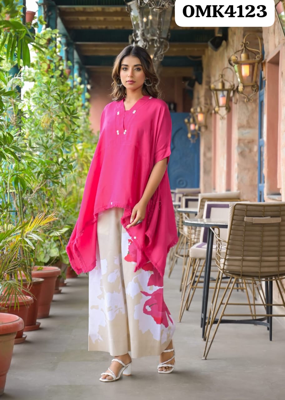 BEAUTIFUL  IMPORTED CRAPE  FABRIC SHIRT WITH COTTON  FLEX CORD SET