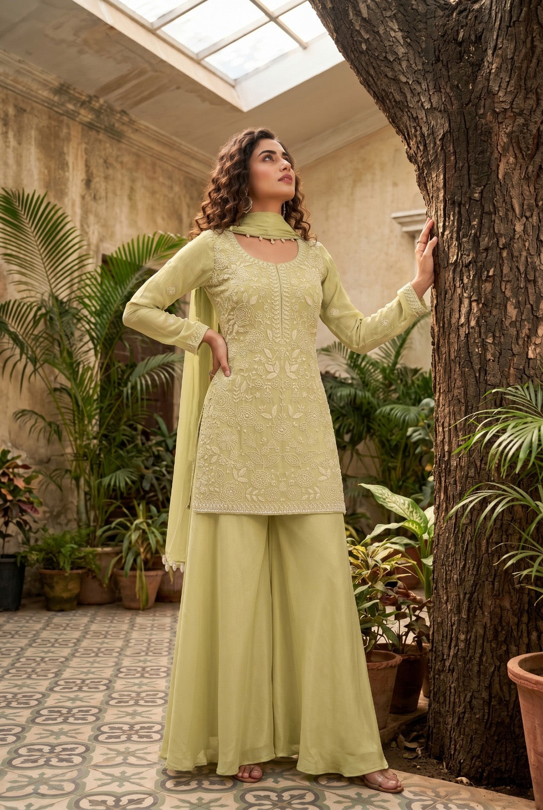 Serene Pastel Shades Festive Sharara Set