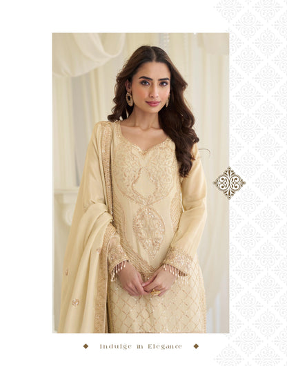 Delicate Floral Threadwork Stitched Suit