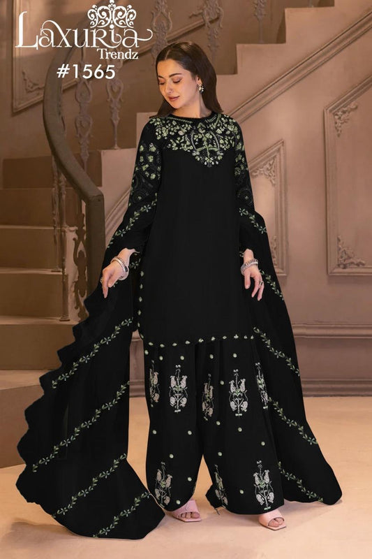 Premium Designer Tunic & Farshi Salwar Set - Satin Embroidered with Dupatta