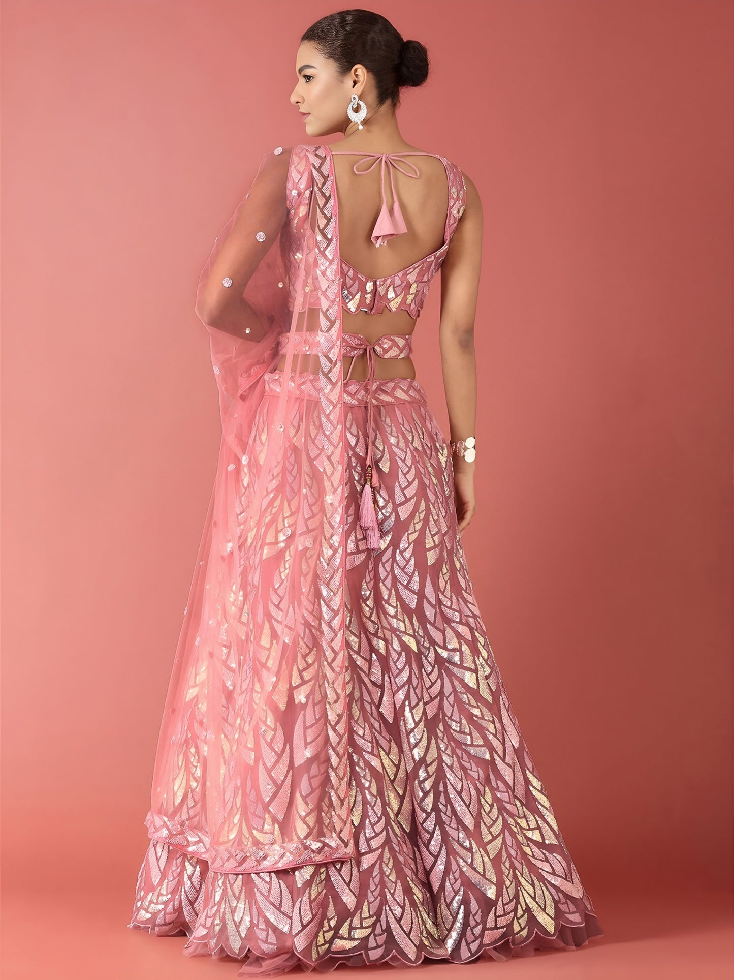 Pink Elegance Sequins Lehenga Set