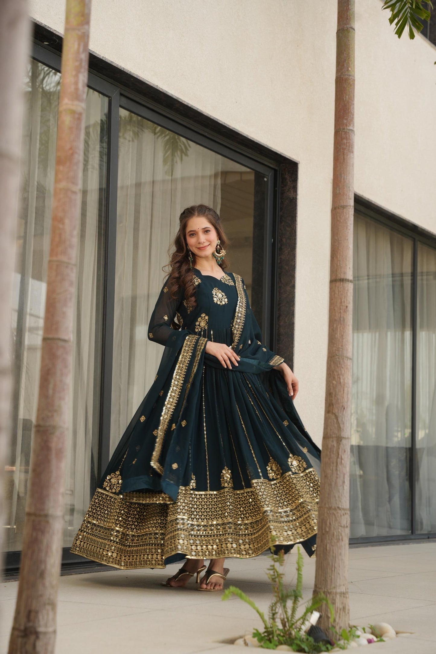 Sparkling Gown with Dupatta