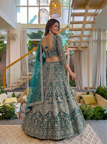 Sequin Embellished Butterfly Net Lehenga Choli with Dupatta