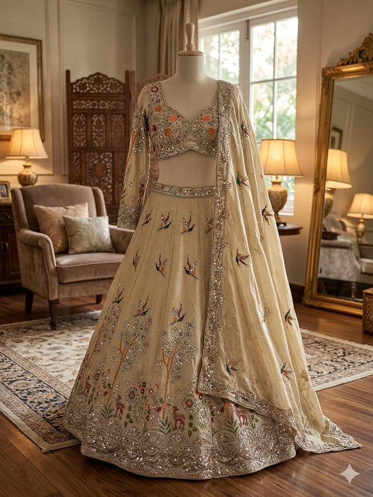 Premium Rangoli Silk Lehenga Choli with Embroidery & Dupatta