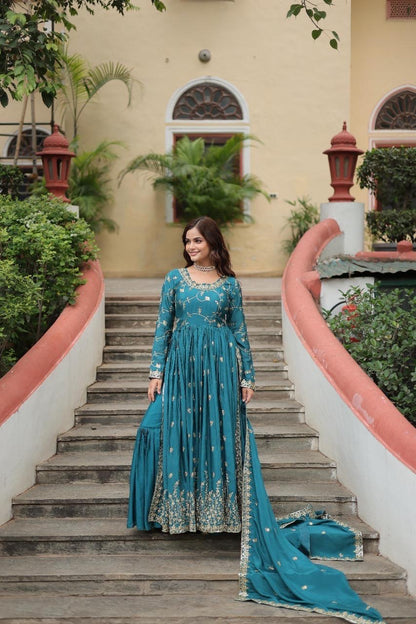 DESIGNER READYMADE TOP-SHARARA-DUPATTA Festival Wear